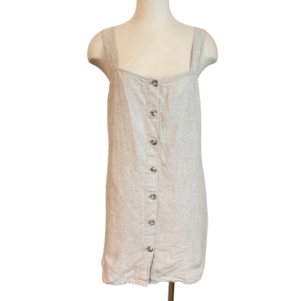 Reformation Linen Button front cami Mini Dress Size medium Shift Square Neck